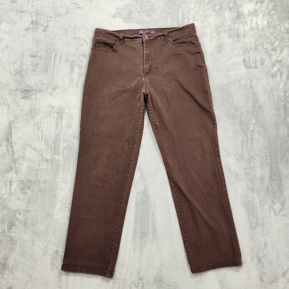 Gloria Vanderbilt Jeans Womens 16 SHORT Brown High Rise‎ Amanda Tapered Stretch